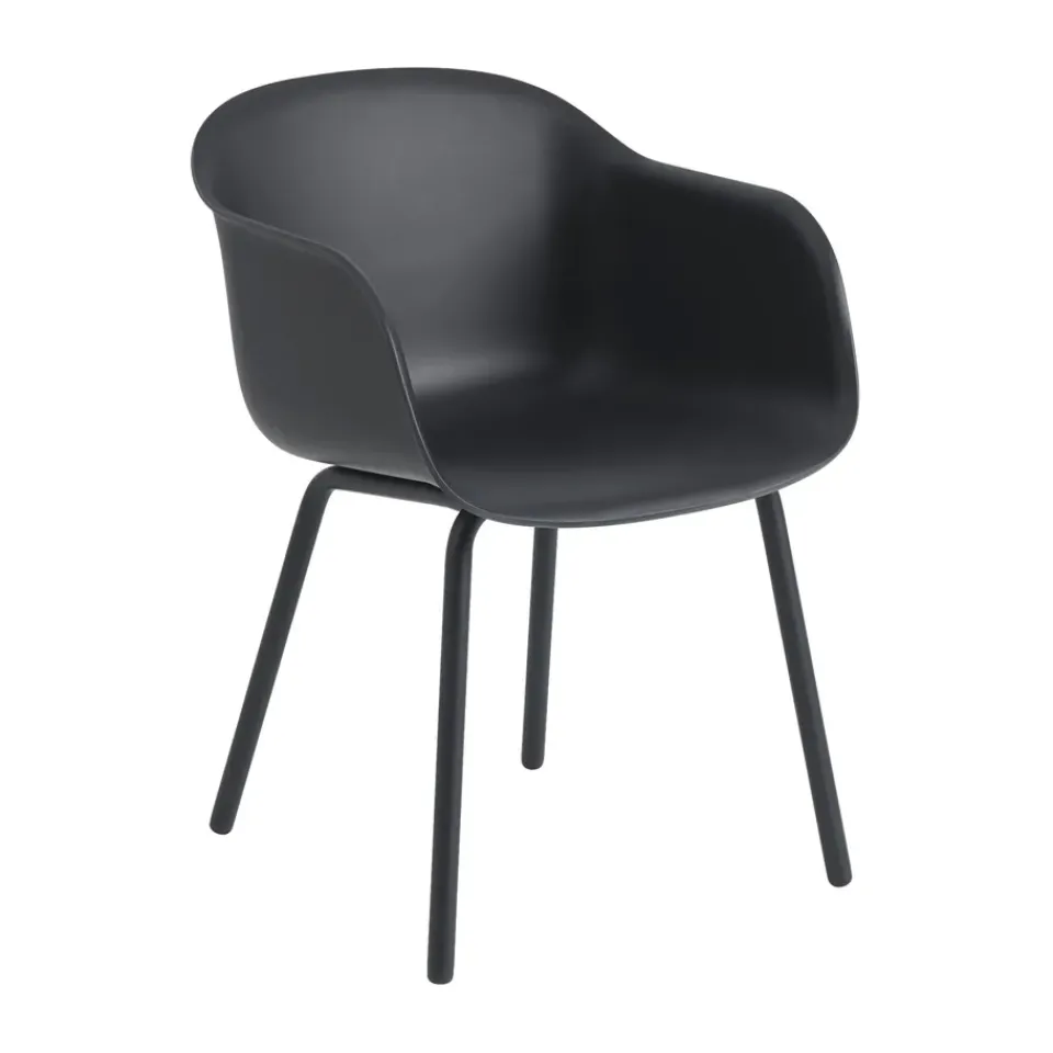 Silla Fiber Outdoor Armchair con patas de acero, Anthracite black (plastic)*Muuto Online