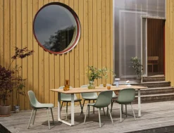 Silla Fiber Outdoor side chair con patas de acero, Dusty green*Muuto Outlet