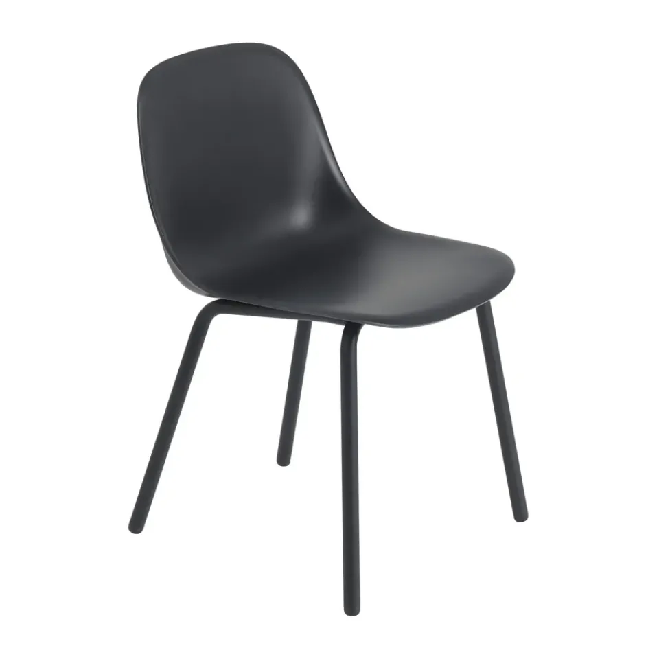 Silla Fiber Outdoor side chair con patas de acero, Anthracite black*Muuto