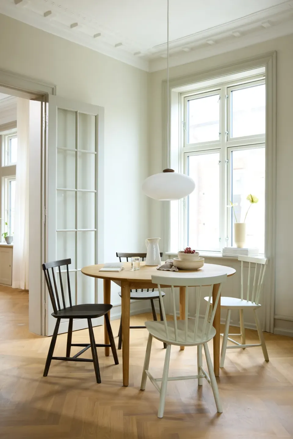 Silla J46, Beech dusty green painted*FDB Møbler Hot