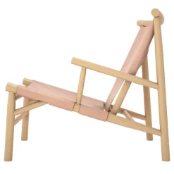 Silla lounge Samurai con asiento de cuero y base de roble, Natur*NORR11 Online