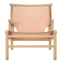 Silla lounge Samurai con asiento de cuero y base de roble, Natur*NORR11 Online