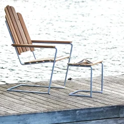 Silla para tomar el sol A3, Roble aceitado - estructura galvanizada en caliente*Grythyttan Stålmöbler Hot