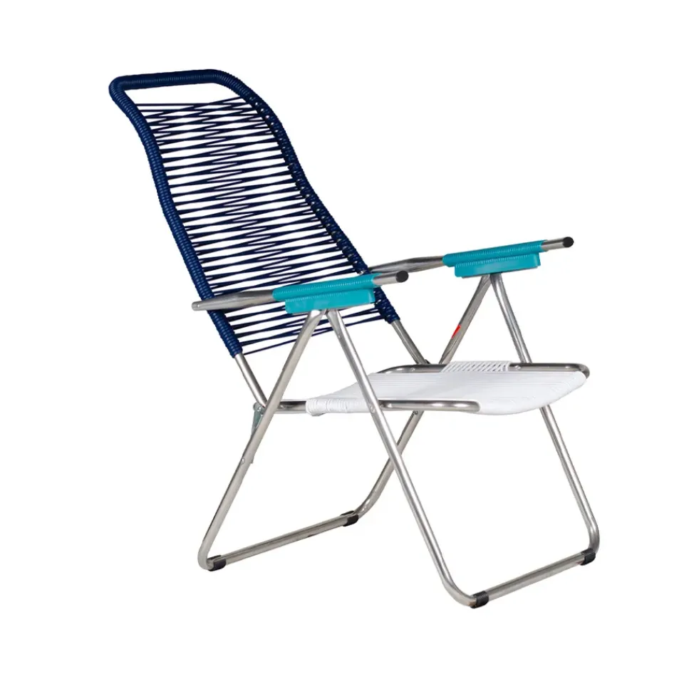 Silla para tomar el sol sin reposapiés Spaghetti, , estructura de aluminio, azul*Fiam