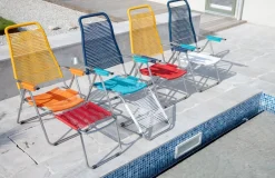 Silla para tomar el sol sin reposapiés Spaghetti, , estructura de aluminio, azul*Fiam