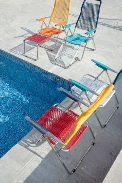 Silla para tomar el sol sin reposapiés Spaghetti, , estructura de aluminio, azul*Fiam