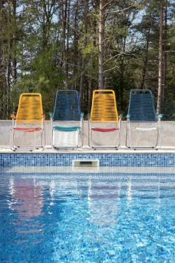 Silla para tomar el sol sin reposapiés Spaghetti, , estructura de aluminio, azul*Fiam
