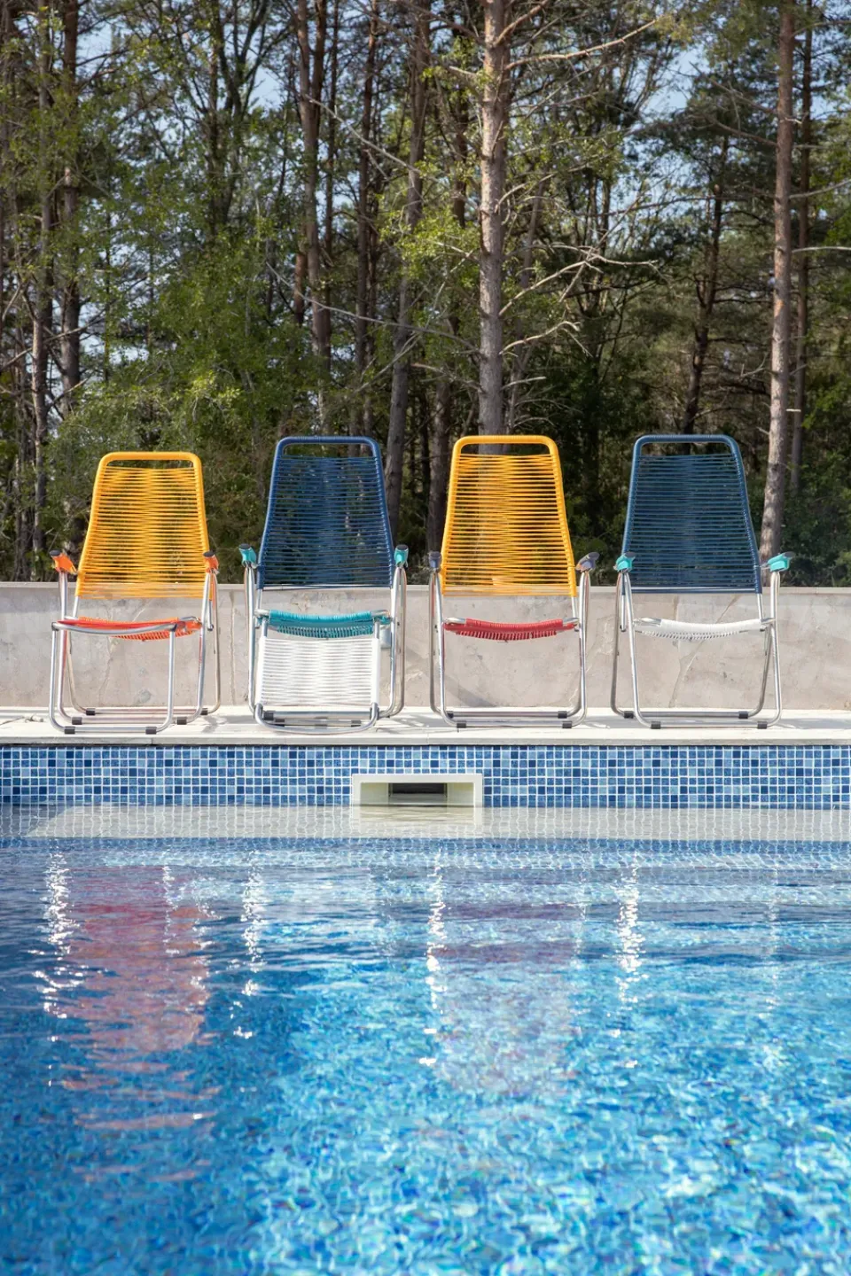Silla para tomar el sol sin reposapiés Spaghetti, , estructura de aluminio, azul*Fiam