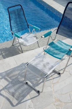 Silla para tomar el sol sin reposapiés Spaghetti, , estructura de aluminio, azul*Fiam