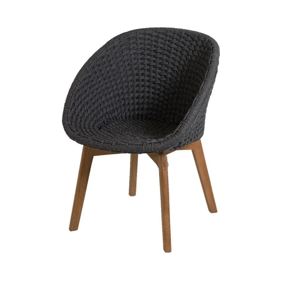 Silla Peacock soft rope, Dark grey, teak*Cane-line Online