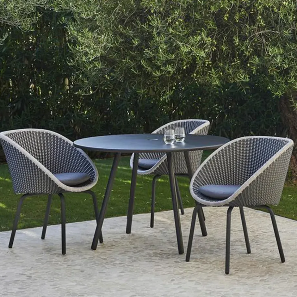 Silla Peacock soft rope, Dark grey, teak*Cane-line Online
