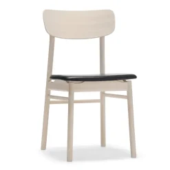 Silla Prima Vista abedul lacado mate claro, Cuero Elmotique VII 99001 black*Stolab Hot
