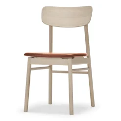 Silla Prima Vista, Cuero elmotique 43807 cognac-abedul claro lacado mate*Stolab Sale