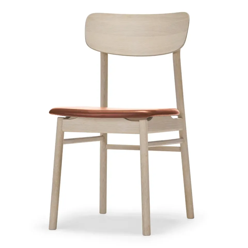 Silla Prima Vista, Cuero elmotique 43807 cognac-abedul claro lacado mate*Stolab Sale
