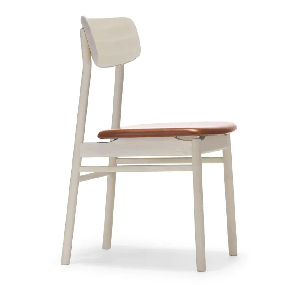 Silla Prima Vista, Cuero elmotique 43807 cognac-abedul claro lacado mate*Stolab Sale