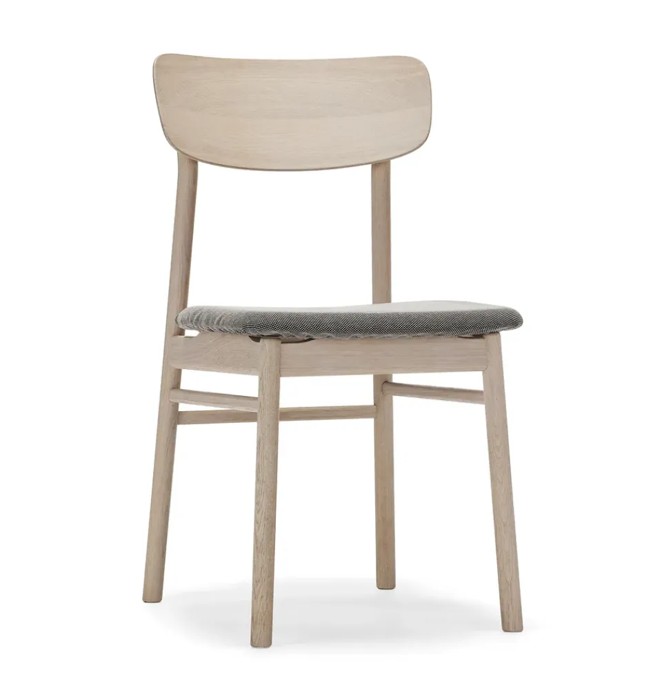Silla Prima Vista roble barnizado mate claro, Tela blues 9202 marrón-beige*Stolab Discount