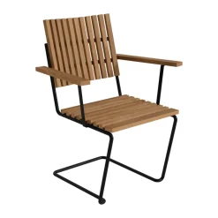 Sillón con reposabrazos Bovik , Teca–estructura galvanizada en caliente*Grythyttan Stålmöbler Hot