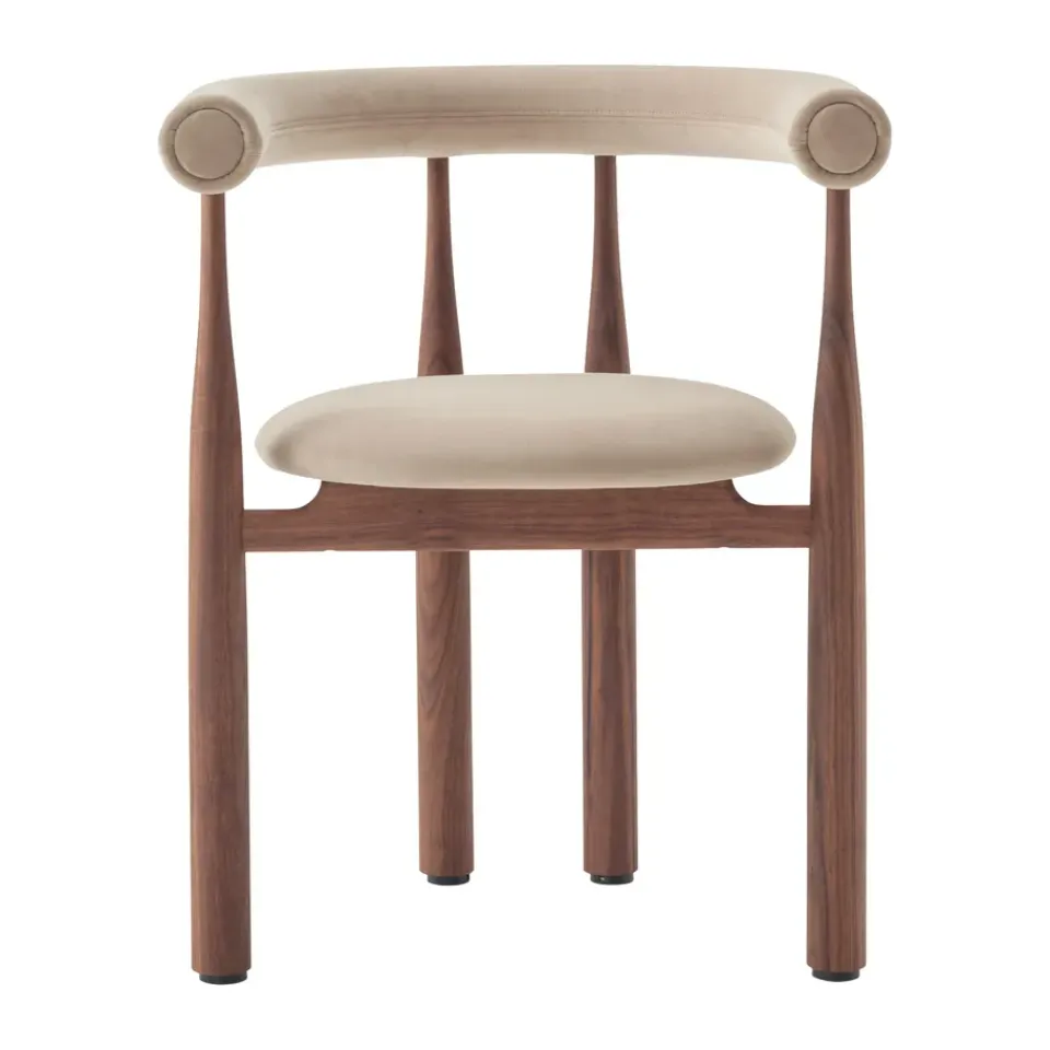 Sillón con reposabrazos Bukowski tapizado, Nogal, Megan 26 Beige*New Works Discount