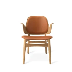 Sillón Gesture, Cuero silk 250 cognac, base de roble aceitado blanco*Warm Nordic New