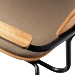 Sillón J183 Holmen con reposabrazos, Chapa de roble-patas negras-topo*FDB Møbler