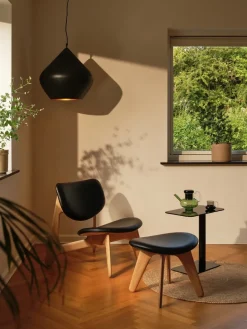 Sillón lounge Slab con asiento tapizado, Roble natural-cuero negro*Tom Dixon Sale