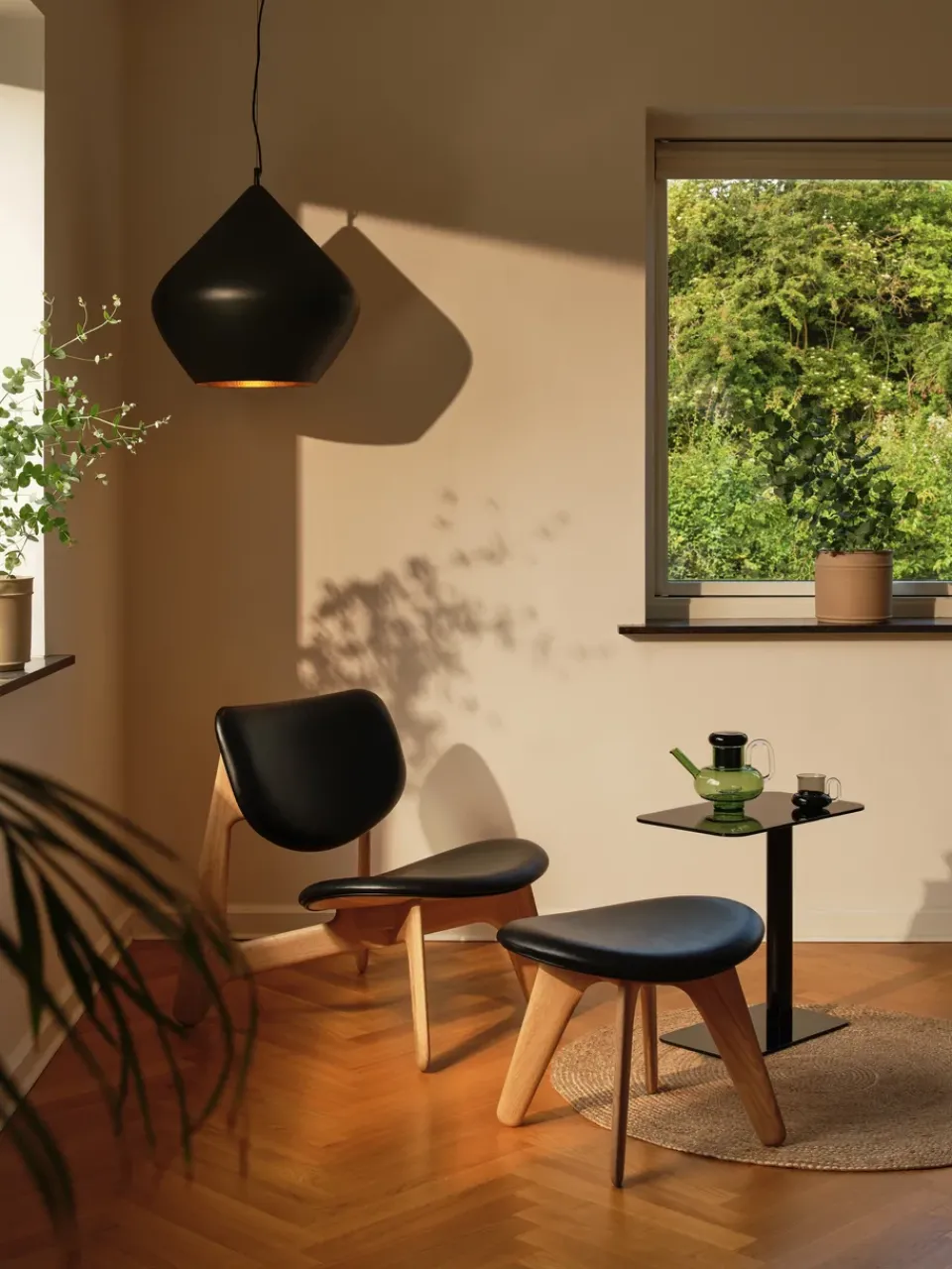 Sillón lounge Slab con asiento tapizado, Roble natural-cuero negro*Tom Dixon Sale
