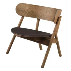 Sillón Oaki asiento de cuero, Roble ahumado*Northern Discount