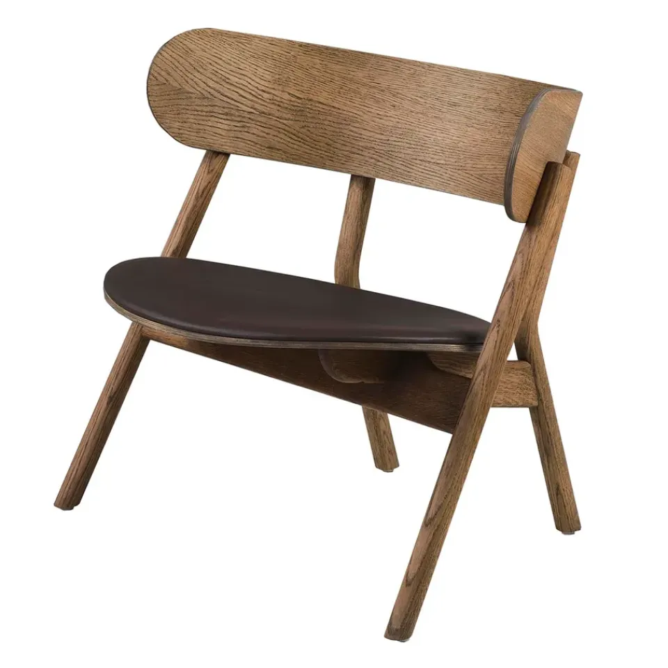 Sillón Oaki asiento de cuero, Roble ahumado*Northern Discount