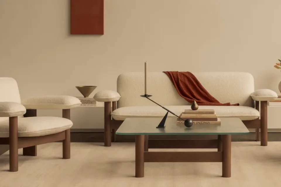 Sofá Brasilia 2 plazas, Natural oak-Nature sheepskin curly*Audo Copenhagen Online