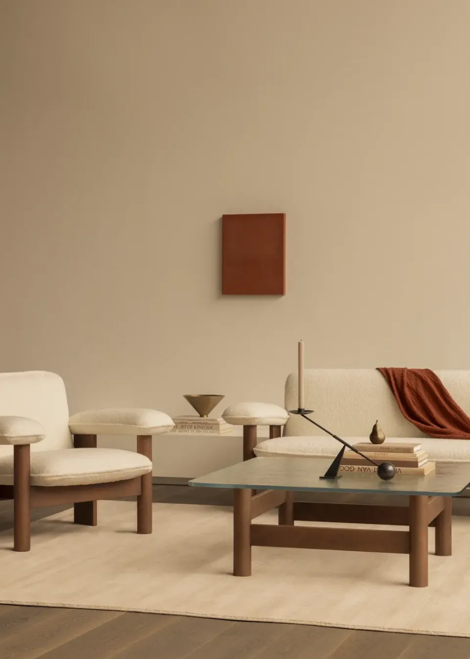 Sofá Brasilia 2 plazas, Walnut-Nature sheepskin curly*Audo Copenhagen Hot