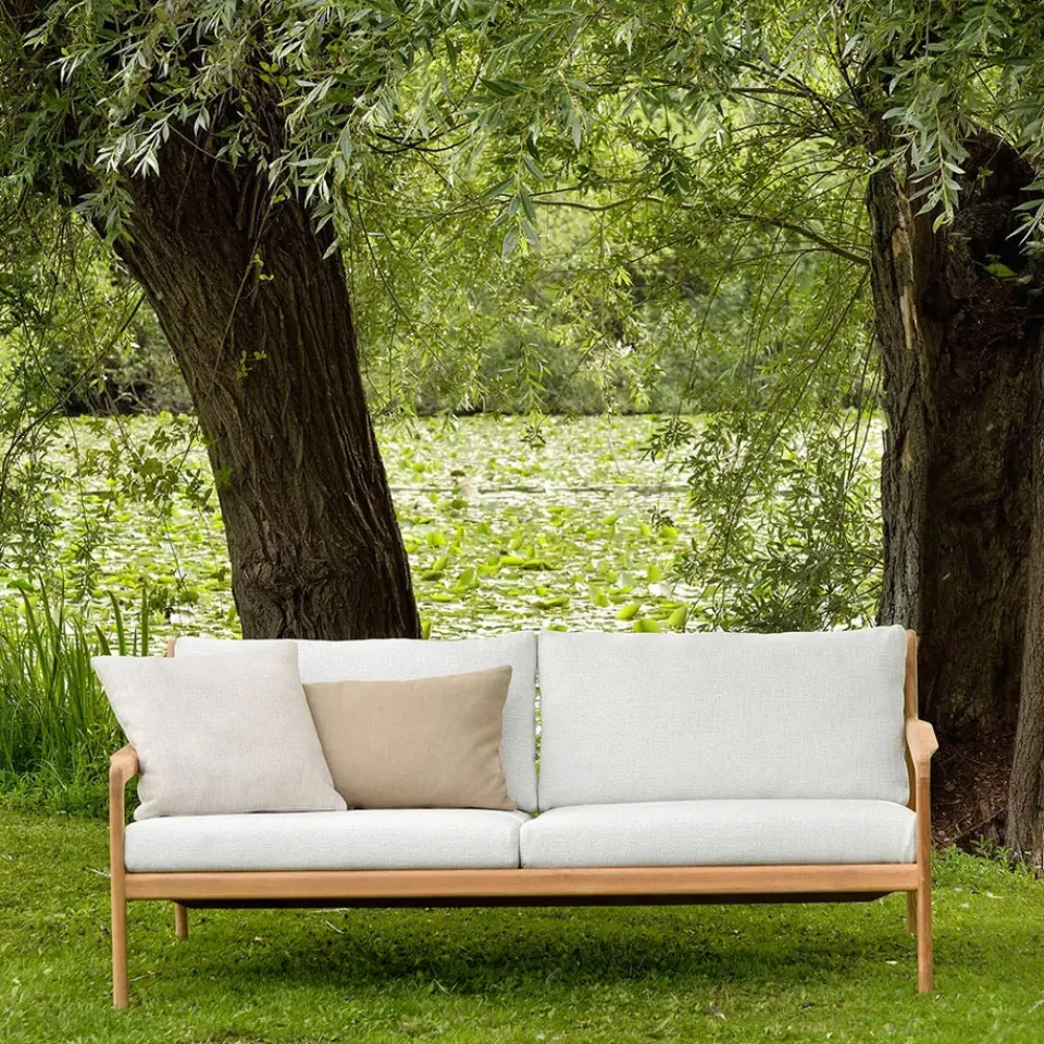 Sofá de 2 plazas Jack outdoor teak, offwhite, base de teca*Ethnicraft Clearance