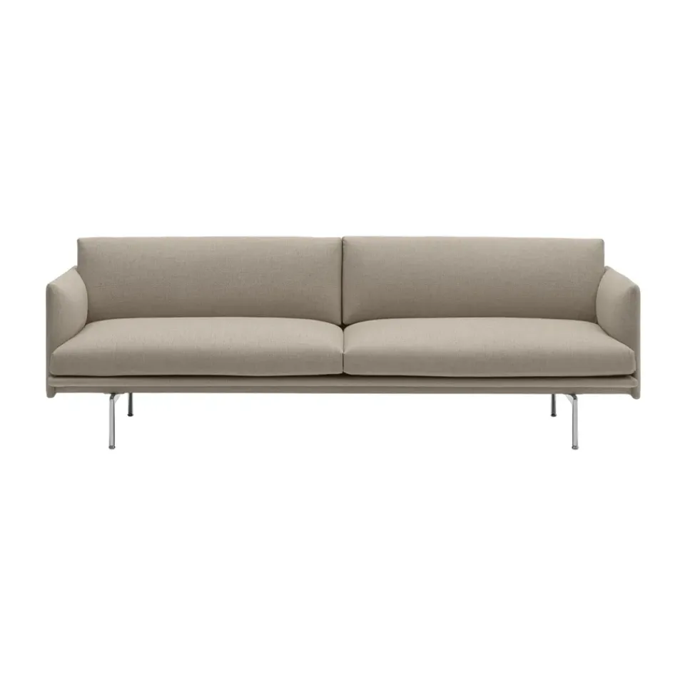 Sofá de 3 plazas Outline tela, Ecriture 240-Polished Aluminum*Muuto