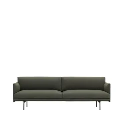 Sofá de 3 plazas Outline tela, Fiord 961 green-patas negras*Muuto Clearance