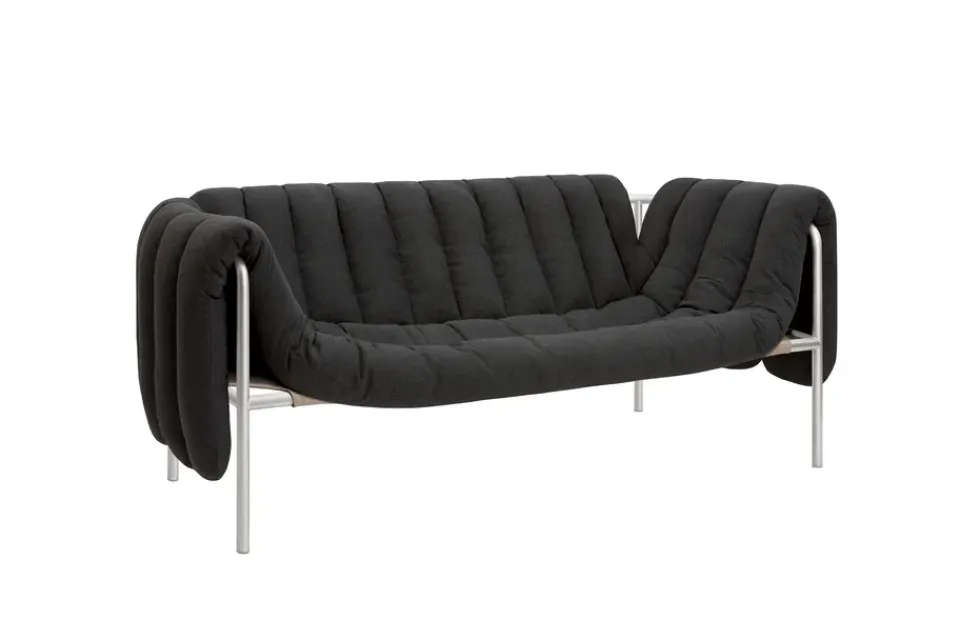 Sofá de 2,5 plazas Puffy 205 cm, Anthracite-acero inoxidable*Hem Hot