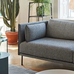 Sofá de 3 plazas Silhouette, Grey-negro con ribete, patas de roble aceitado*HAY Hot