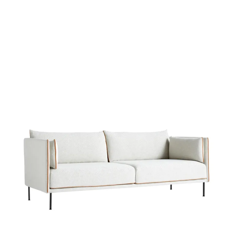 Sofá de 3 plazas Silhouette, -cognac con vivo en contraste y patas de metal negras*HAY Sale