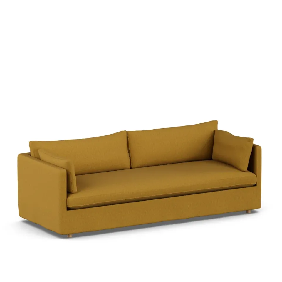 Sofá Linnevik, Luiza Mustard 3972-roble blanco aceitado, 4 plazas, con faldón*1898 Sale