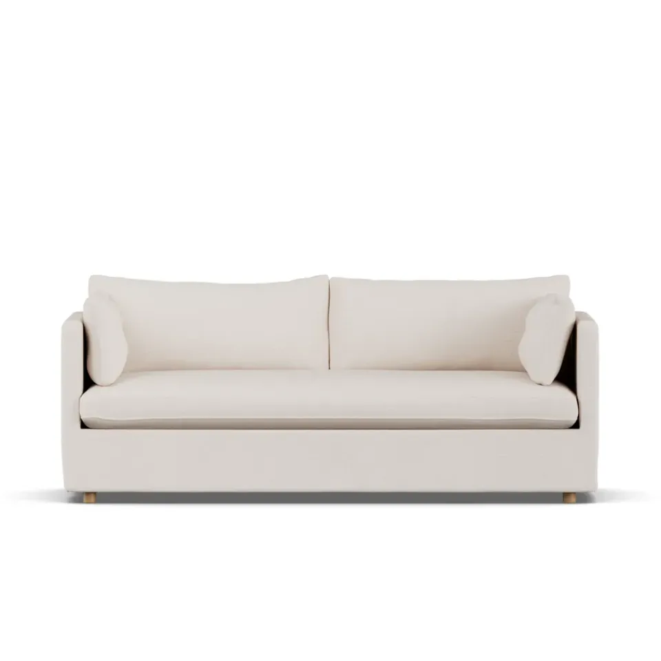 Sofá Linnevik, Same Off White 6671-roble aceitado, 3 plazas, con faldón*1898 Clearance