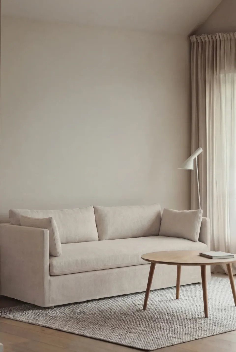 Sofá Linnevik, Same Off White 6671-roble aceitado, 3 plazas, con faldón*1898 Clearance