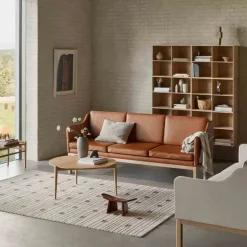 Sofá MK46 Mogens Koch de 3 plazas, Roble lacado-cuero*FDB Møbler Best