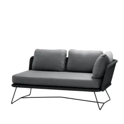 Sofá modular Horizon, Natté grey-izquierdo-soporte negro*Cane-line Best
