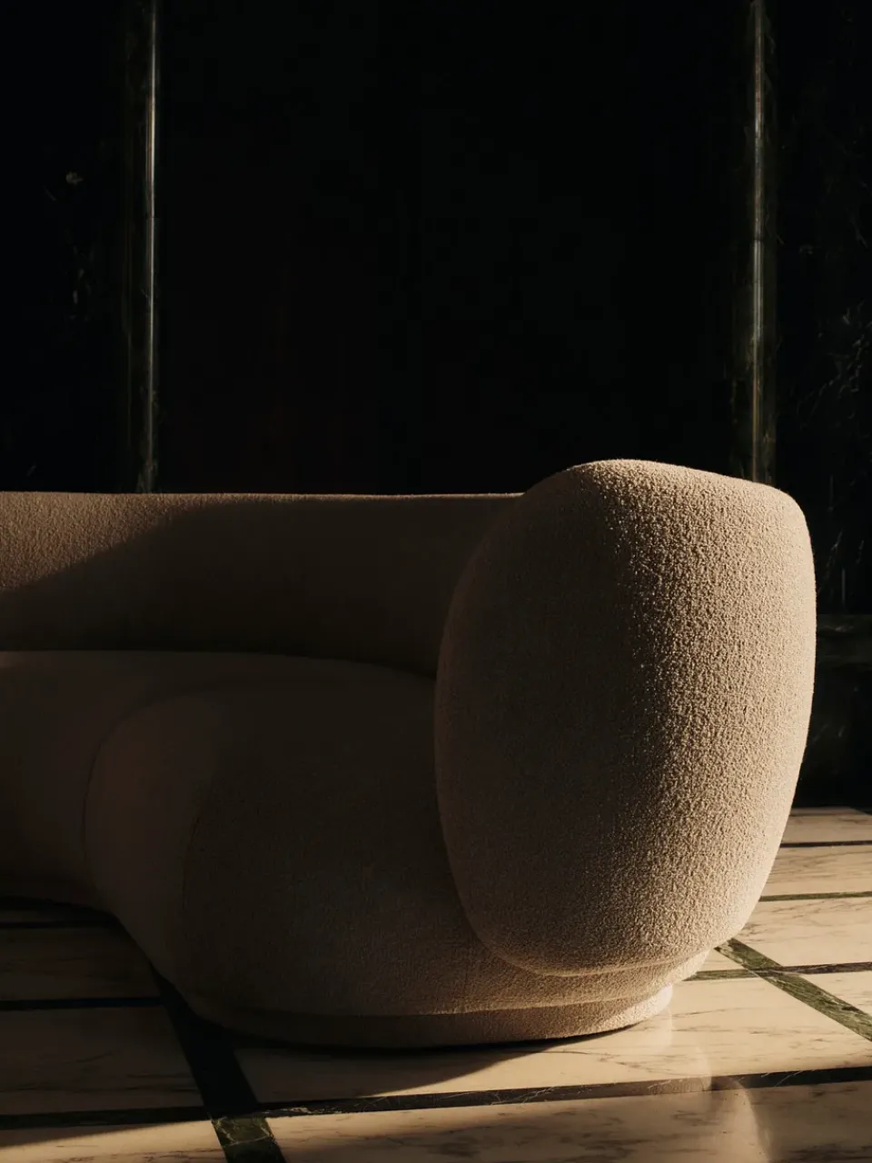 Sofá modular Rico con reposabrazos R (derecha), Soft Bouclé, Natural*Ferm Living Online