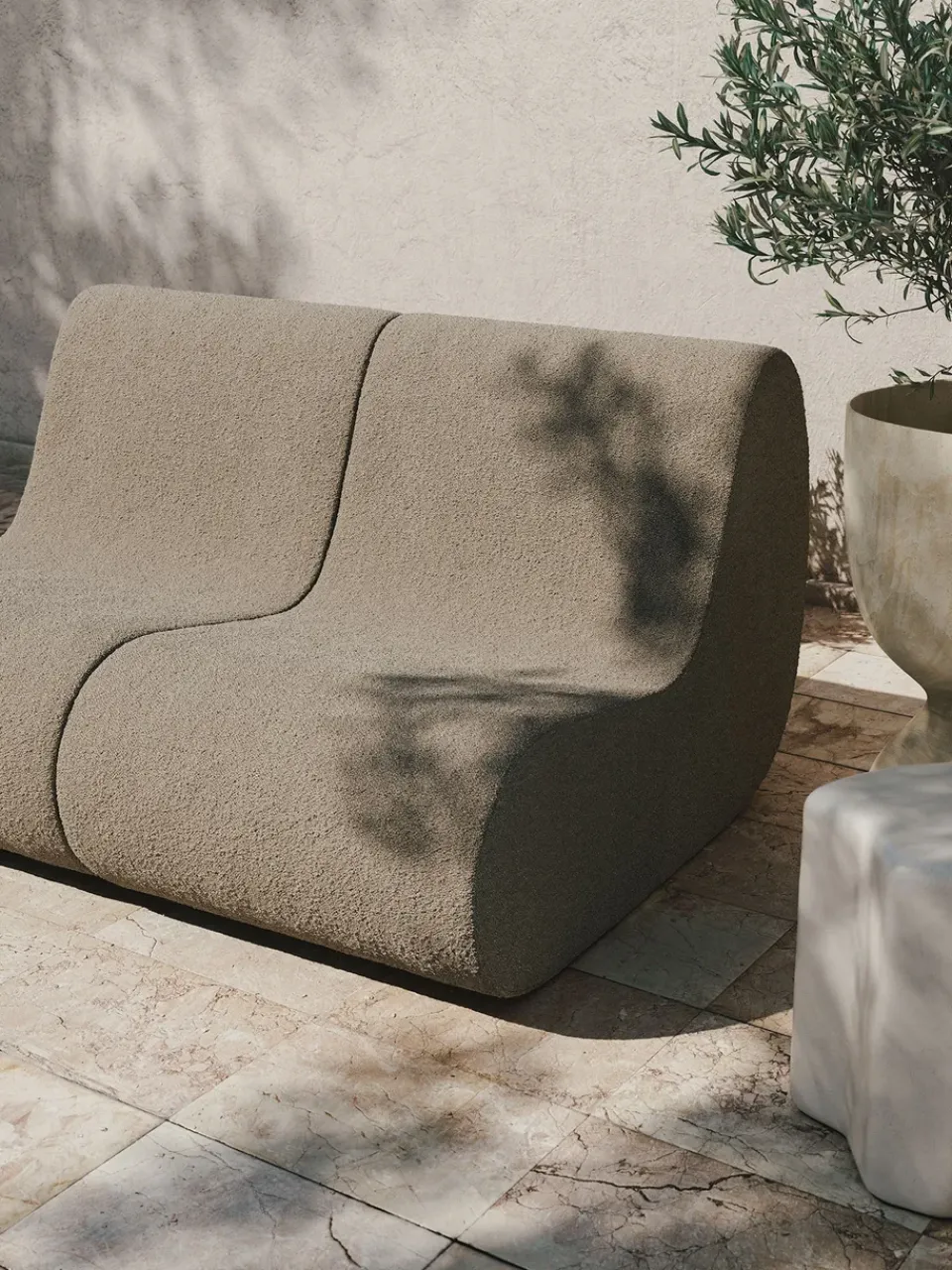 Sofá modular Rouli center module pure bouclé, Sand*Ferm Living