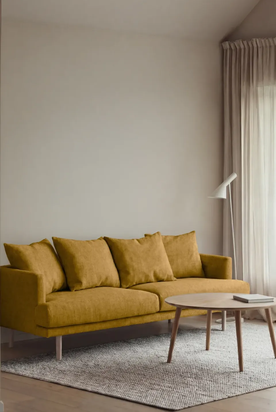 Sofá Sjövik, Luiza Mustard 3972-roble blanco aceitado, 3 plazas*1898