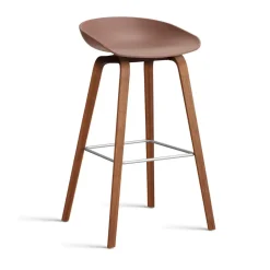 Taburete alto About a Stool 32 con base de nogal 2.0, Ladrillo suave-soporte de acero inoxidable*HAY Discount