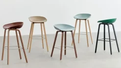 Taburete alto About a Stool 32 con base de nogal 2.0, Ladrillo suave-soporte de acero inoxidable*HAY Discount