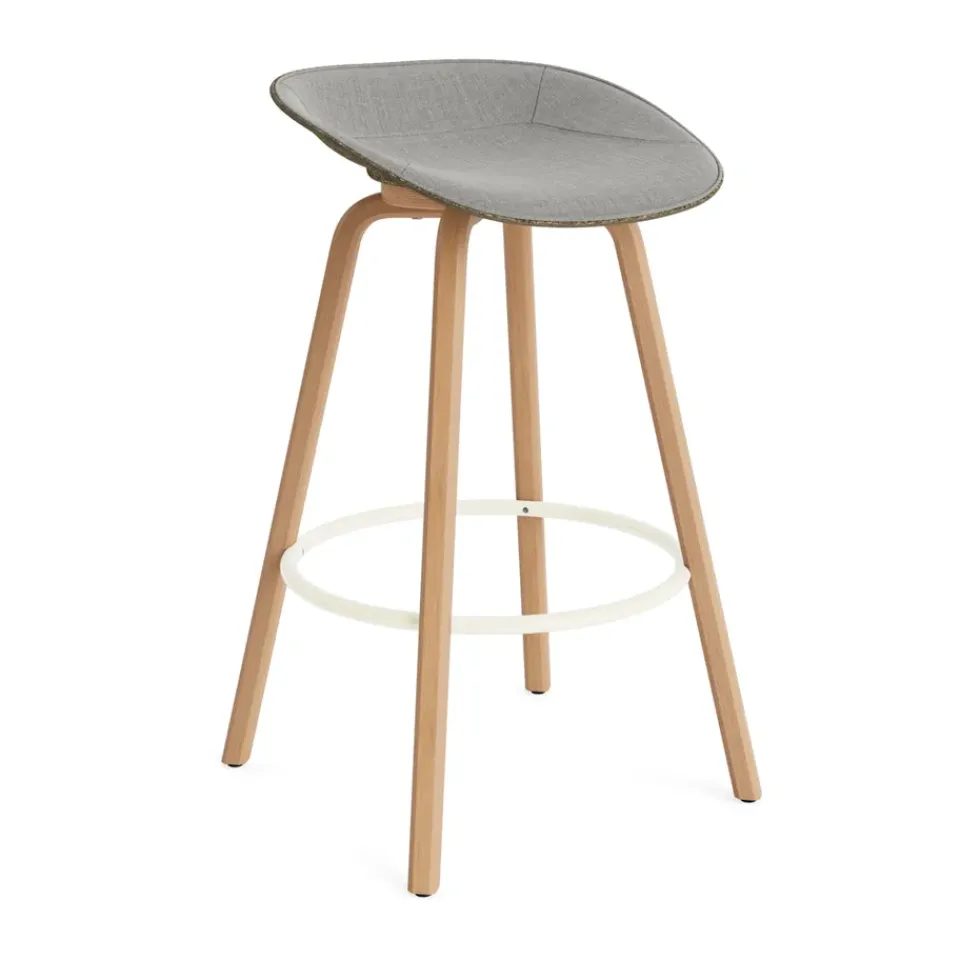 Taburete asiento tapizado Mat Barstool 75 cm, Remix 133-seaweed-beech-cream steel*Normann Copenhagen Clearance