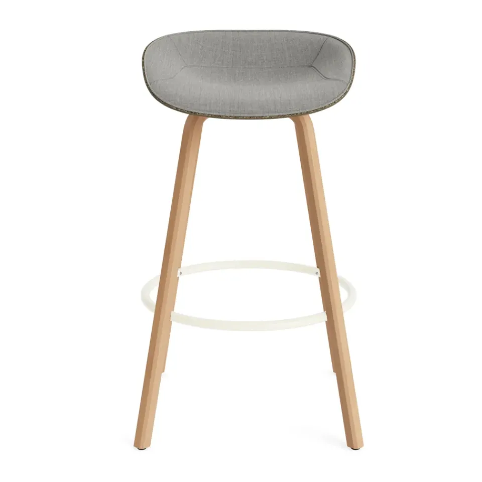 Taburete asiento tapizado Mat Barstool 75 cm, Remix 133-seaweed-beech-cream steel*Normann Copenhagen Clearance
