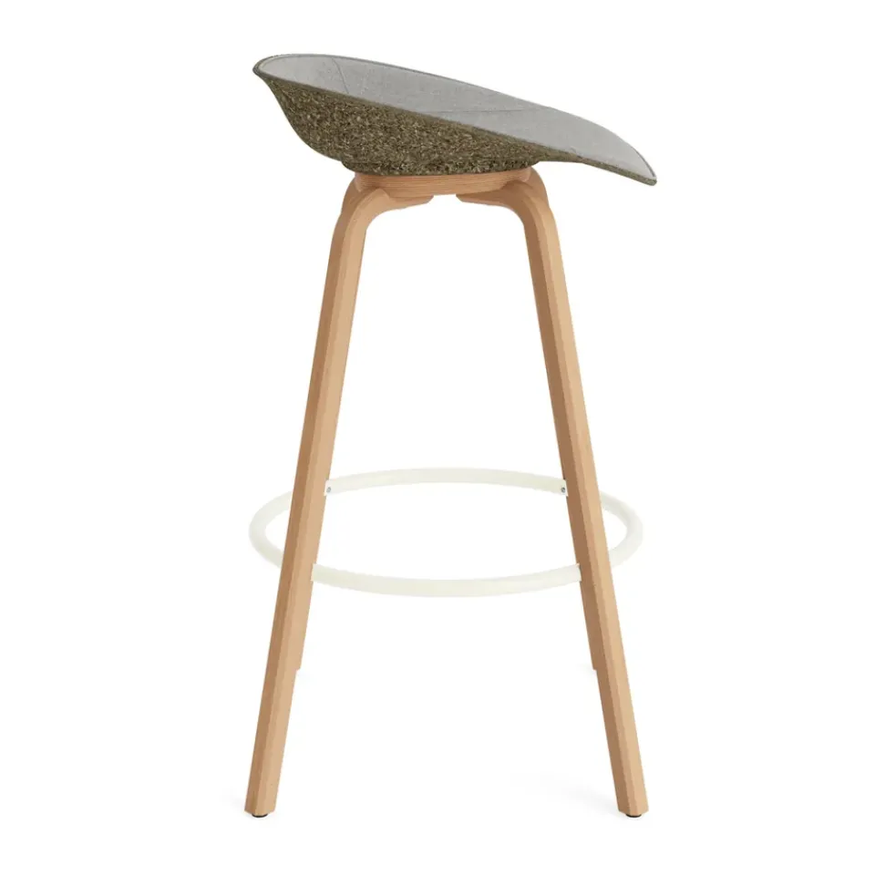 Taburete asiento tapizado Mat Barstool 75 cm, Remix 133-seaweed-beech-cream steel*Normann Copenhagen Clearance