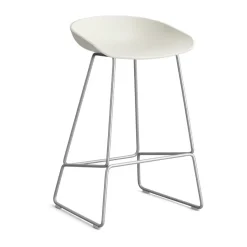 Taburete bajo About a Stool 38, 2.0, Crema melange-estructura de acero inoxidable*HAY Outlet